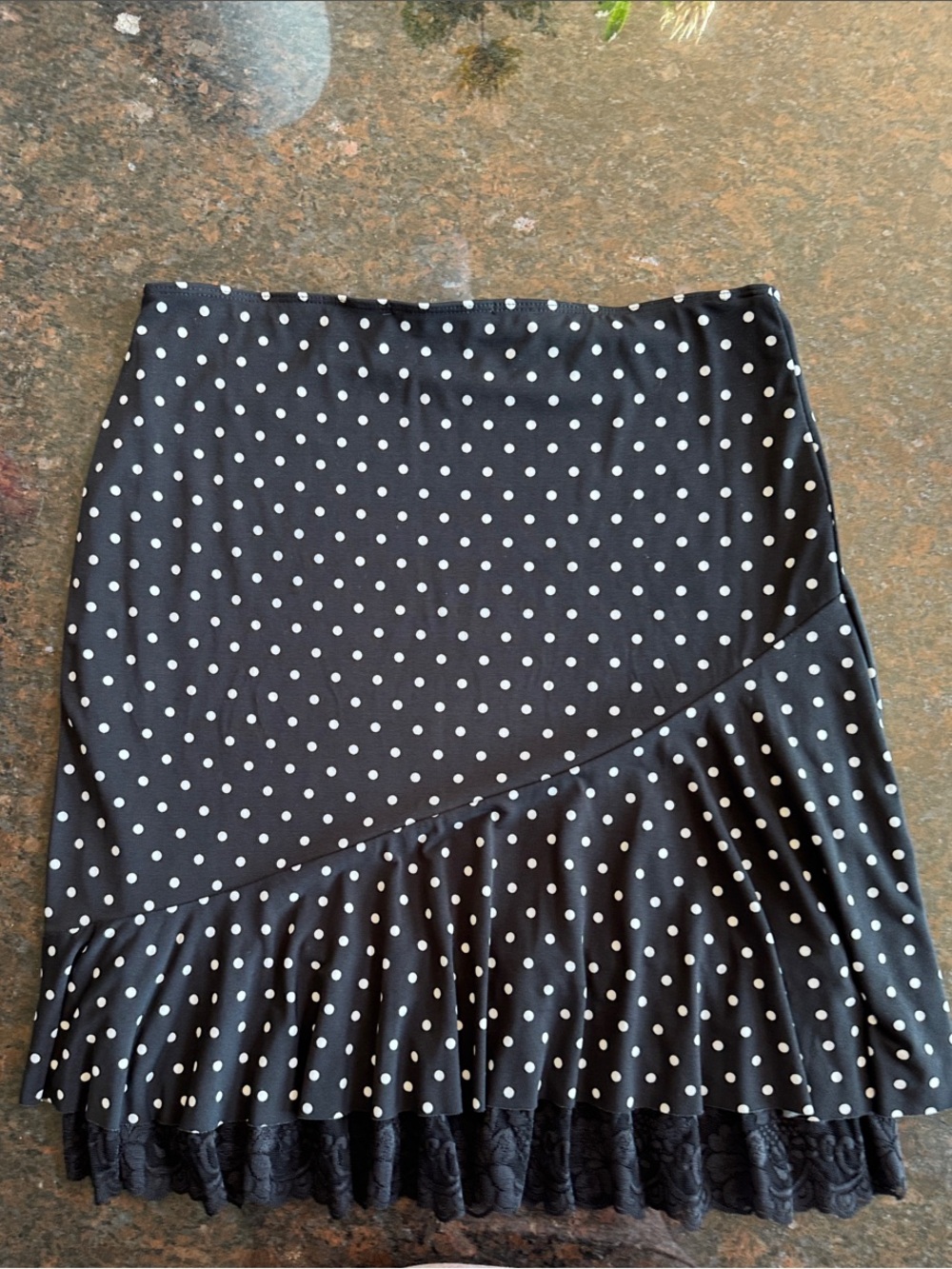 Rampage Black and White Polka Dot Ruffle Lace Underlay Skirt - Picture 3 of 6